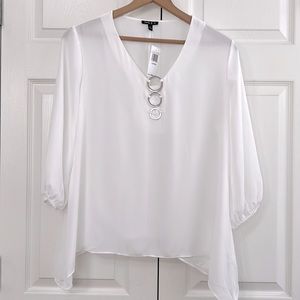 Sami & Jo Tops Womens Large Petite Off White 3/4 Sleeves Blouse New